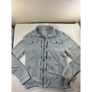 Activewear Zip Up Jacket Gray Soft Athleisure Casual Full Zip Mock Neck